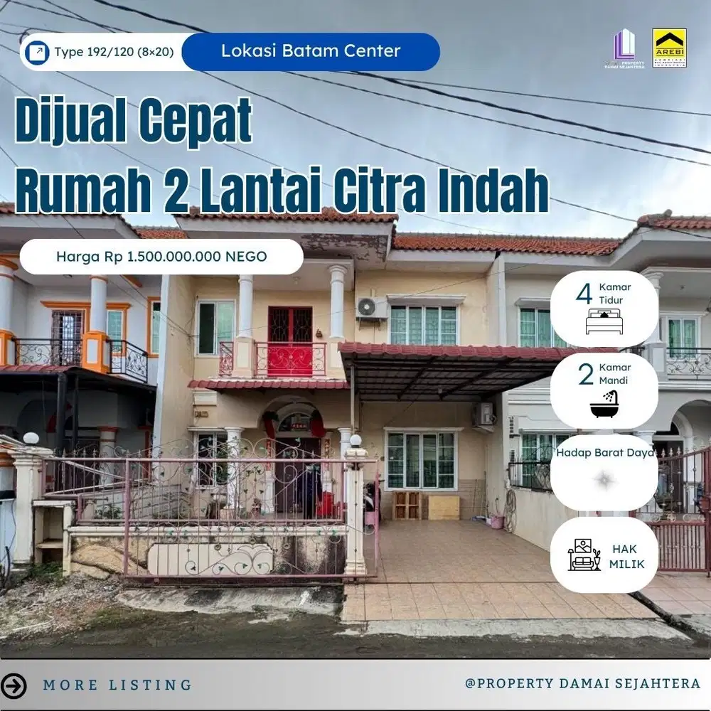 Dijual Rumah hak milik Citra Batam