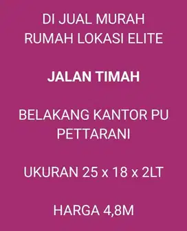 JUAL RUMAH MURAH LOKASI ELITE PETTARANI