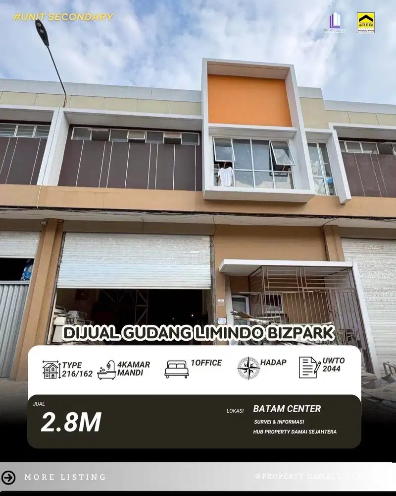 Dijual Gudang Limindo Trade Bizpark Batam Center