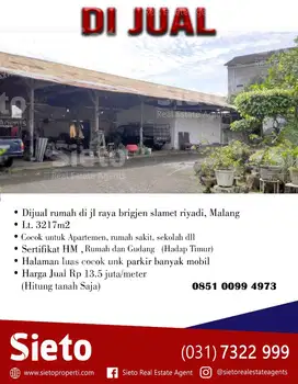 Dijual Rumah di Jl. Brigjen Slamet Riyadi