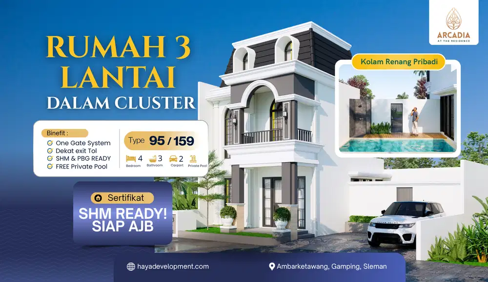 Rumah Mewah Jogja|3 lantai bonus Kolam renang |Belakang SPBU Gamping