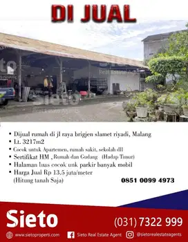 PROMO . DIJUAL RUMAH DI JL SLAMET RIYADI MALANG