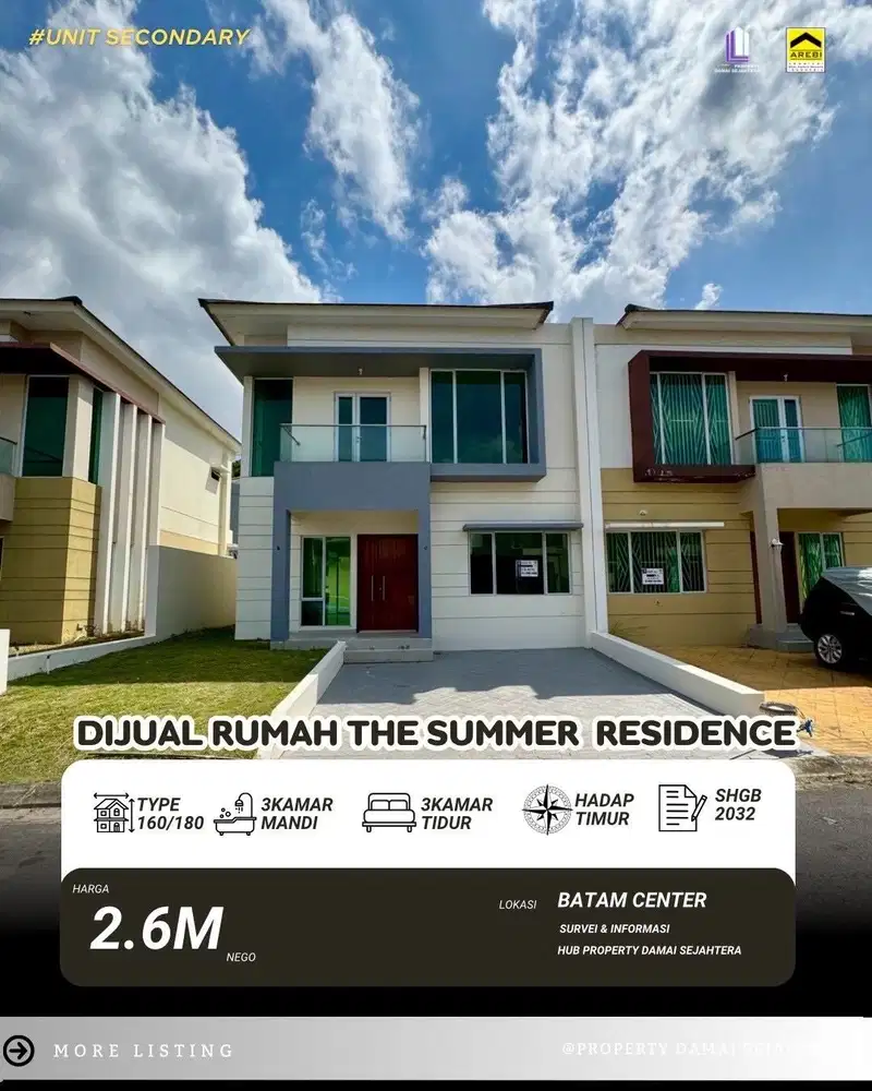 Dijual Rumah Hook The Summer Residence Batam Center