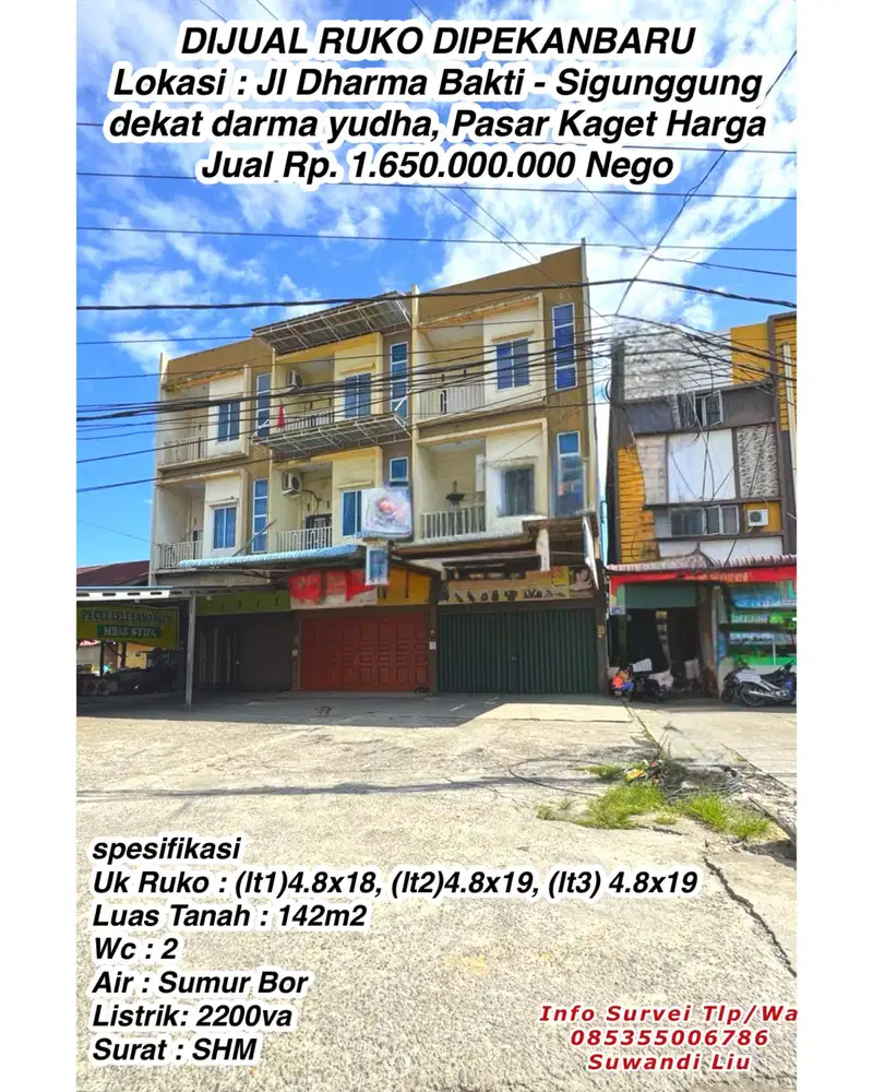 Dijual ruko Jalan Dharma Bakti- siGunggung dekat Darma Yudha