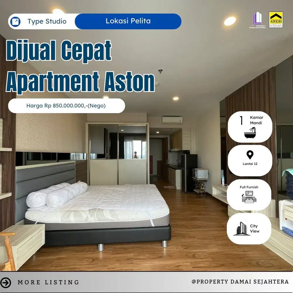 Dijual Studio Full Furnish Apartment Aston Pelita nagoya