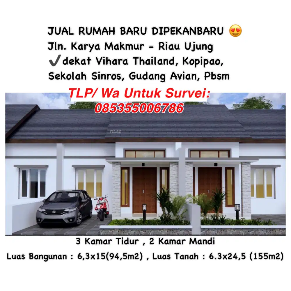 Jual rumah area riau ujung atau karya makmur