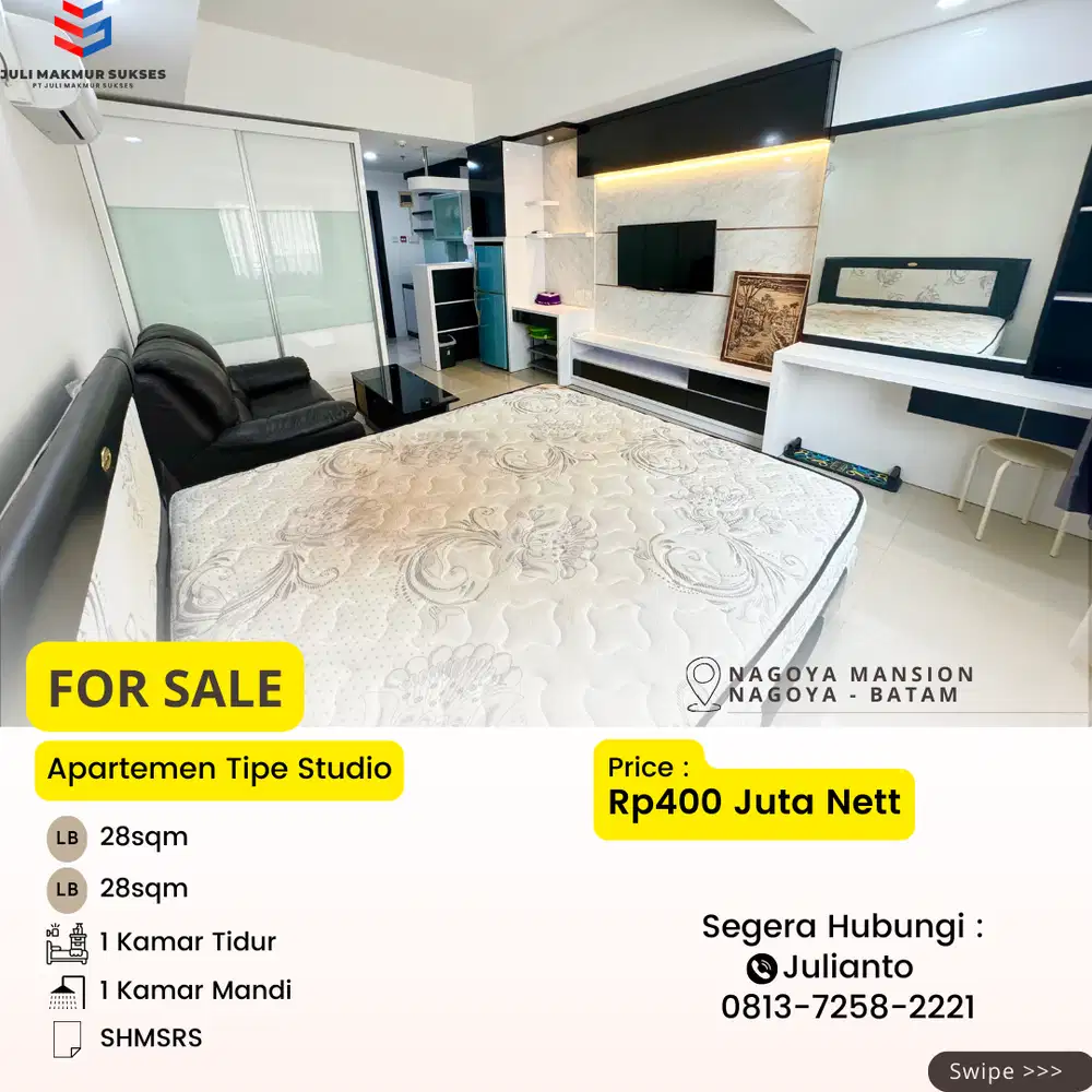 Dijual Apartemen Studio Full Furnished di Nagoya Mansion Batam