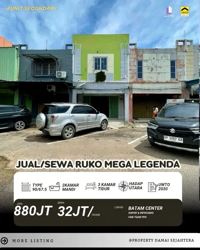 Dijual Ruko 2.5 Lantai /Disewakan   Komp Pertokoan mega legenda