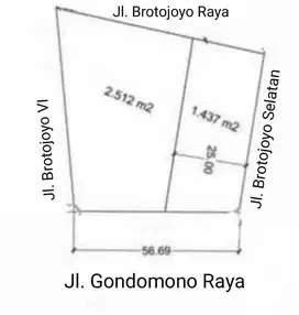 Jual Tanah Unt Gudang Tempat Usaha Brotojoyo & Gondomono Raya Semarang