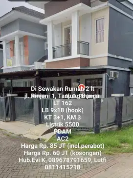 Disewakan Rumah 2 lantai di Jl. Rinjani Tanjung Bunga Makassar