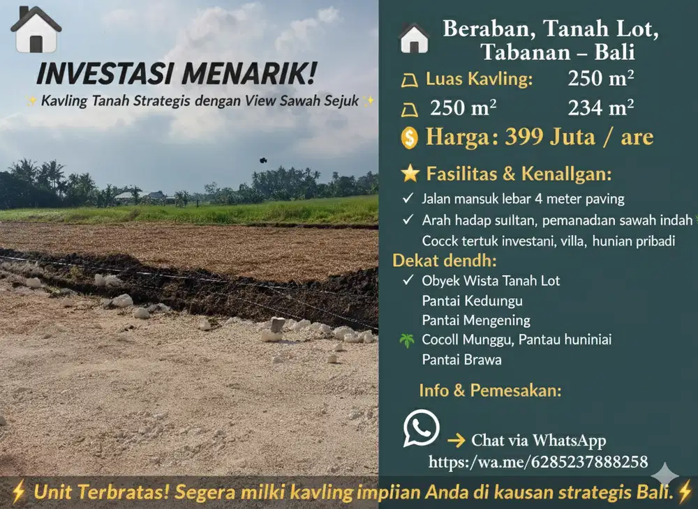 TANAH MURAH DEKAT TANAH LOT