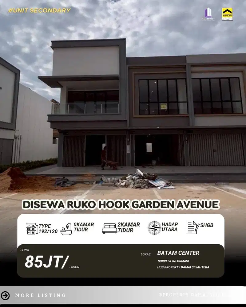 Disewakan Ruko Hook Garden avenue batam