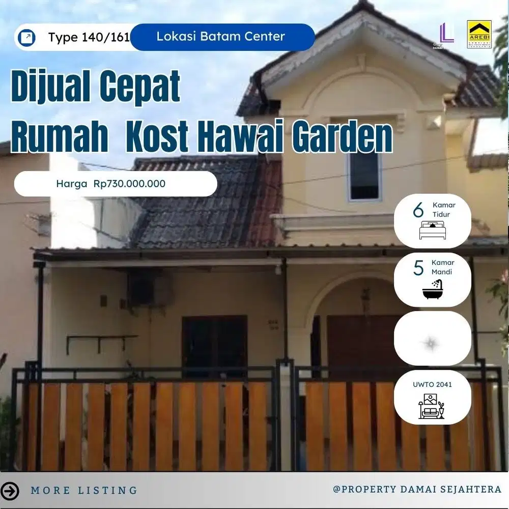 Dijual Rumah Kost Hawaii Garden Batam Center