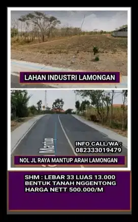 Lahan industri harga paling murah se wilayah lamongan