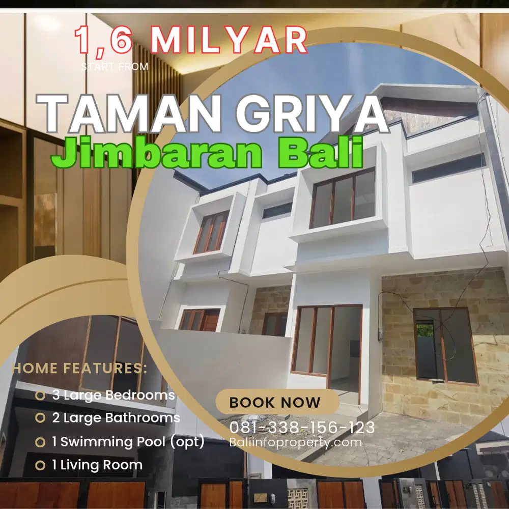 Rumah Cluster onegate security Taman Griya dekat Bandara Jimbaran Bali