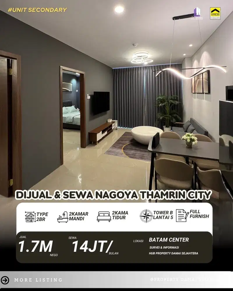 Dijual Dan sewa apartment 2 bedroom nagoya thamrin batam