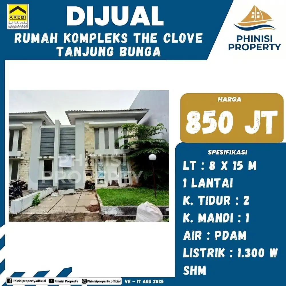 DIJUAL RUMAH MURAH CUMA 850 JUTAAN DI CLOVE TANJUNG BUNGA