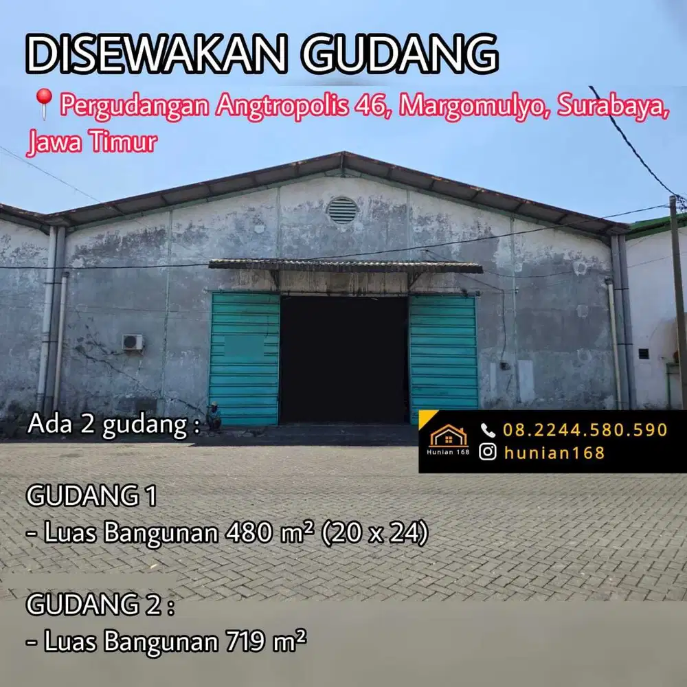 SEWA Gudang Pergudangan Angtropolis 46 31 Margomulyo Surabaya Permai