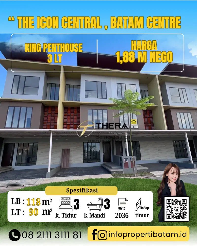 Dijual Rumah 3 lantai King Penthouse hadap timur The icon central