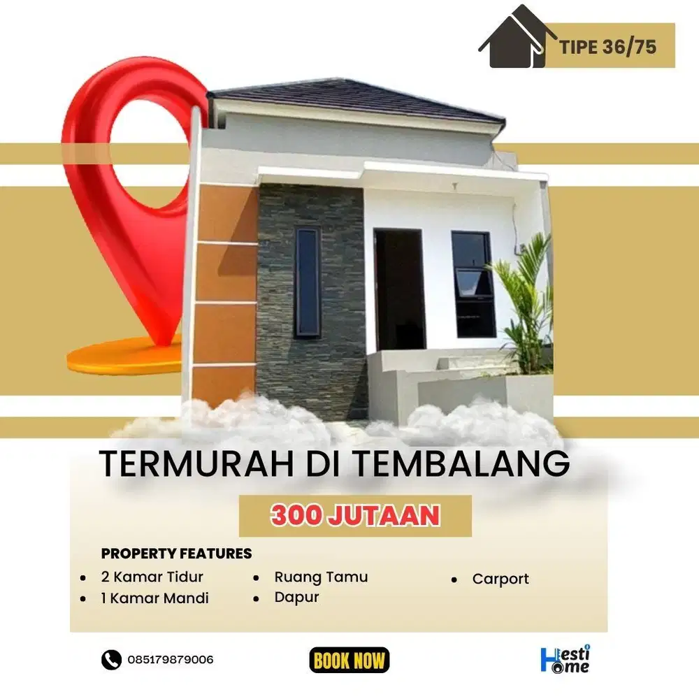 Rumah di Tembalang Selangkah ke UNDIP cuma 300Jutaan Tipe 36/75 LUAS!!