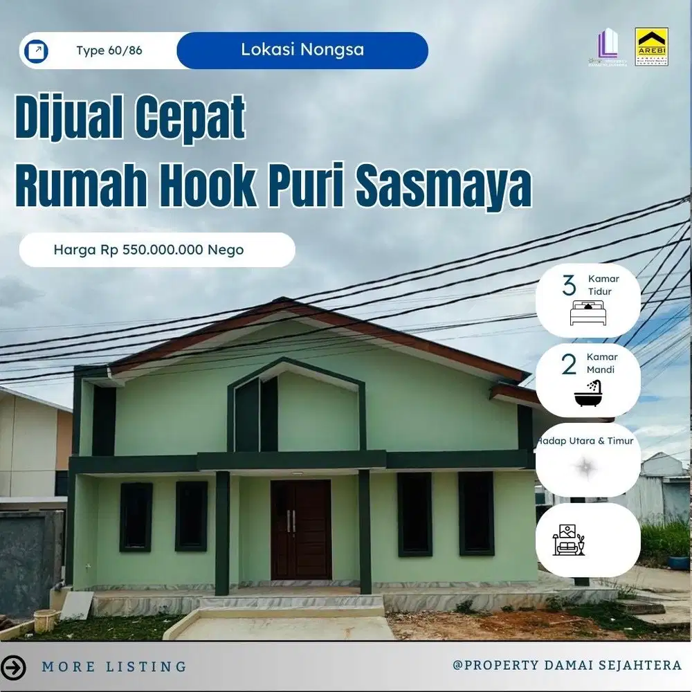Dijual Rumah Hook Puri Sasmaya Nongsa