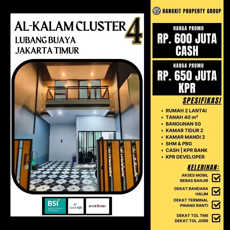 Rumah 2 lantai 2kt 2km harga 600 jutaan kpr 650 juta jakarta