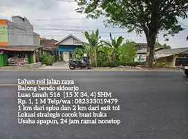 Tanah pinggir jalan raya balong bendo sidoarjo