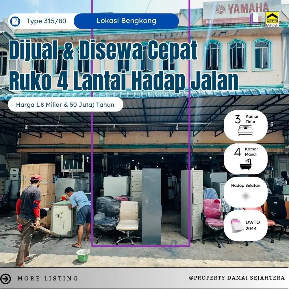 Dijual atau sewa Ruko Hadap Jalan Besar Bengkong