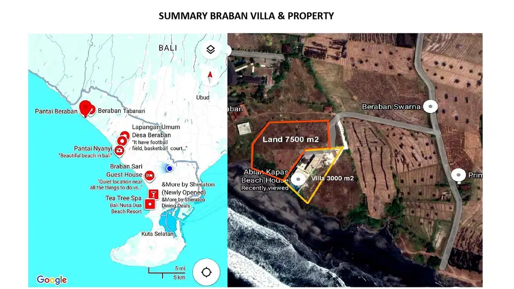 Dijual Tanah Kosong 7500 m2 di Beraban Tabanan Bali Best Location