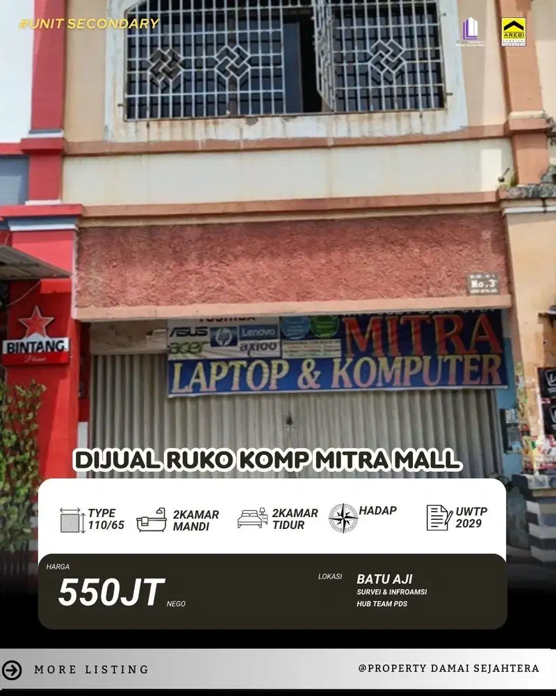 Dijual Ruko Mitra Mall Batu Aji