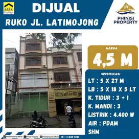 DIUAL RUKO 4 LANTAI HARGA MURAH DI JALAN GUNUNG LATIMOJONG
