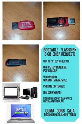 Flashdisk bootable 8gb untuk install windows untuk pemula sampai yang
