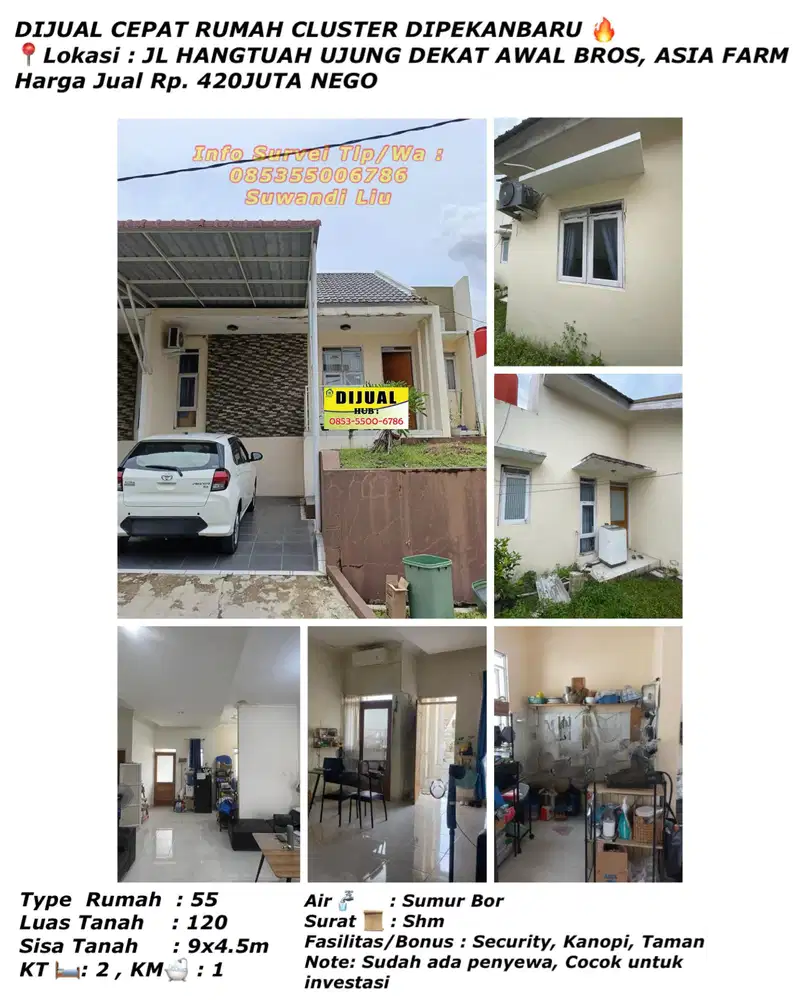 Dijual cepat rumah cluster jln.hangtuah