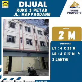 DIJUAL Ruko 3 Lantai Tengah Kota Makassar Jalan Andi Mappaodang