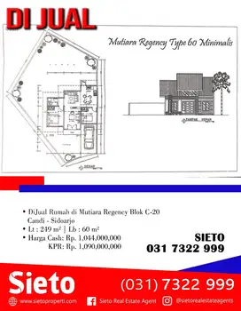 Dijual Rumah di Mutiara Regency Blok C-20