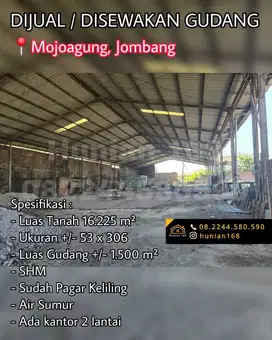 JUAL SEWA Gudang Tanah Raya By Pass ByPass Mojoagung Ploso Jombang