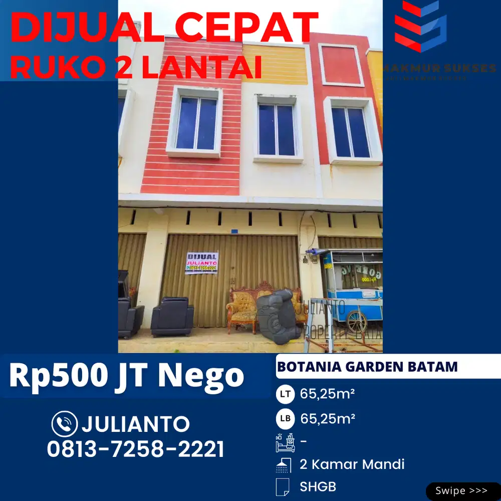 Dijual Ruko 2 Lantai di Botania Garden Batam