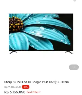 Sharp 55 Inci Led 4k Google Tv 4t-C55fj1i - Hitam