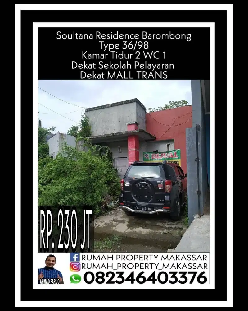 Soultana Residence Barombong Type 36/98 Kamar Tidur 2 WC 1 Dkt Mall