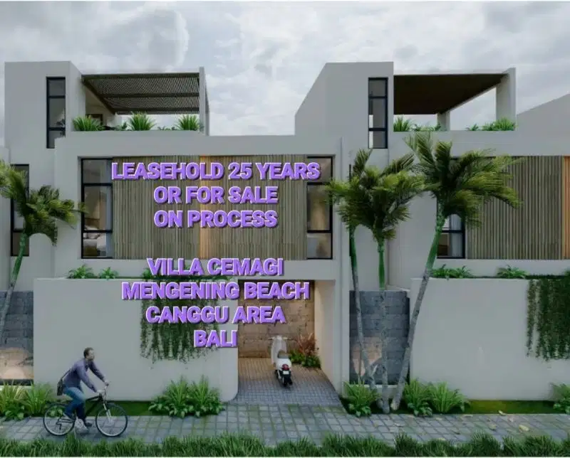 villa on process at cemagi,beach view and rice field