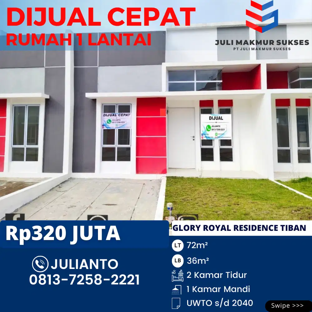 Dijual CEPAT Rumah di Glory Royal Residence Tiban Batam
