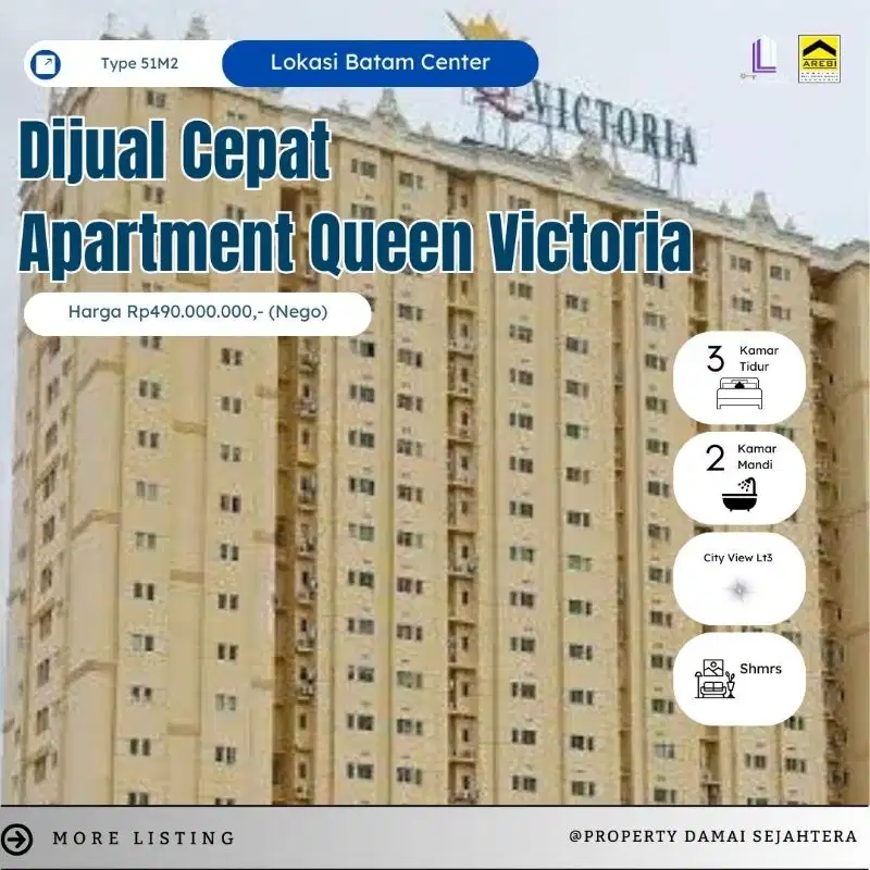 Dijual Cepat ‼️ Apartment Hook Queen Victoria Batam Center