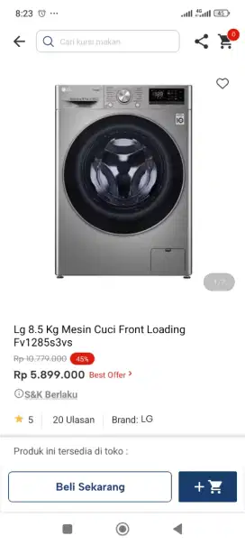 Promo mesin cuci LG front loading 8.5kg