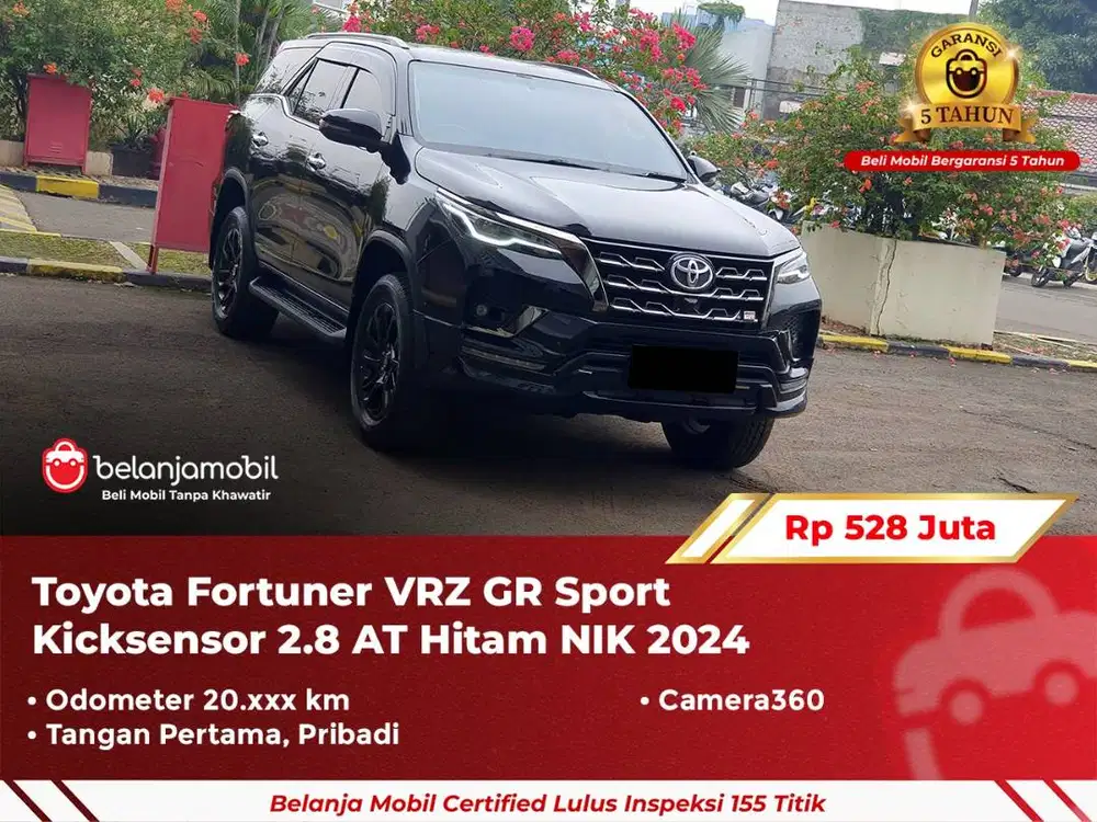 [ GARANSI 5TH ] Toyota Fortuner VRZ GR Sport 2.8 AT Hitam 2024/2025