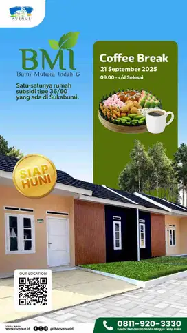 Rumah Subsidi Type 36/60 Dekat Puskesmas Parungkuda