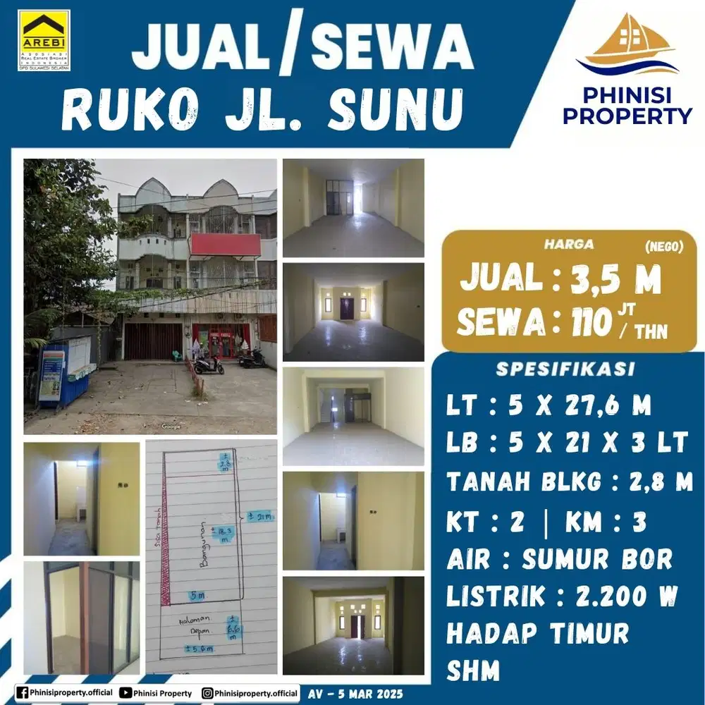 DIJUAL RUKO MURAH DI JALAN SUNU COCOK BUAT USAHA