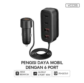 Vivan Car Charger VCC05 Fast Charging 3A 90W Kabel 1.5mtr Garansi ori