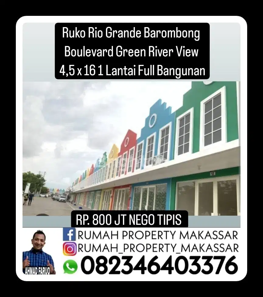 Ruko Boulevard Green River View Barombong  4,5 x 16 1Lti Full Bangunan