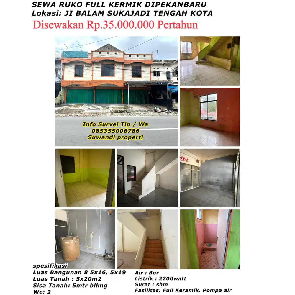 Sewa ruko full keramik jln.balam sukajadi tengah kota