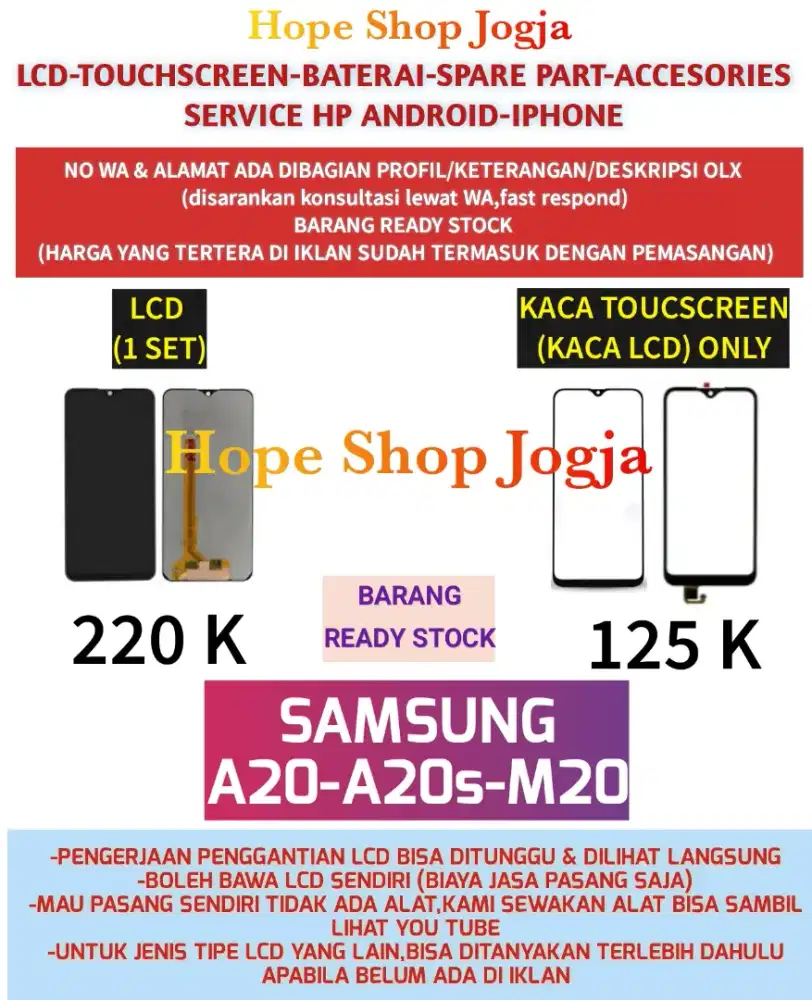 Touchscreen-Baterai-LCD SAMSUNG
A20-A20s-M20